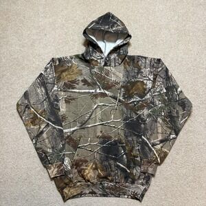 Realtree Camo Hoodie Russell Outdoors Sweatshirt Mens Medium Pullover Hunting